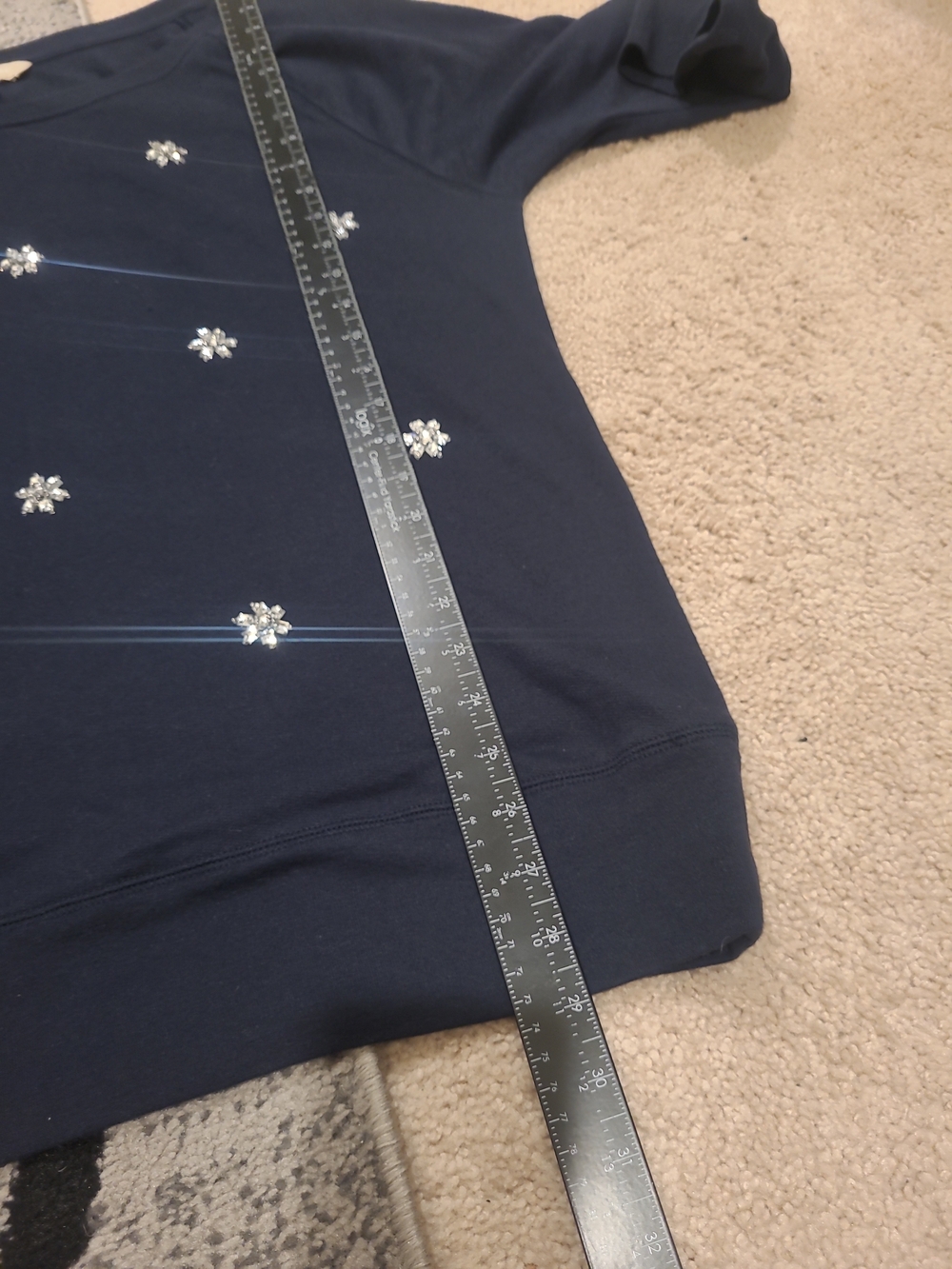 Banana Republic Navy Blue rhinestone Embellished 3/4 Sleeve Sweater Sz XL - Picture 11 of 12